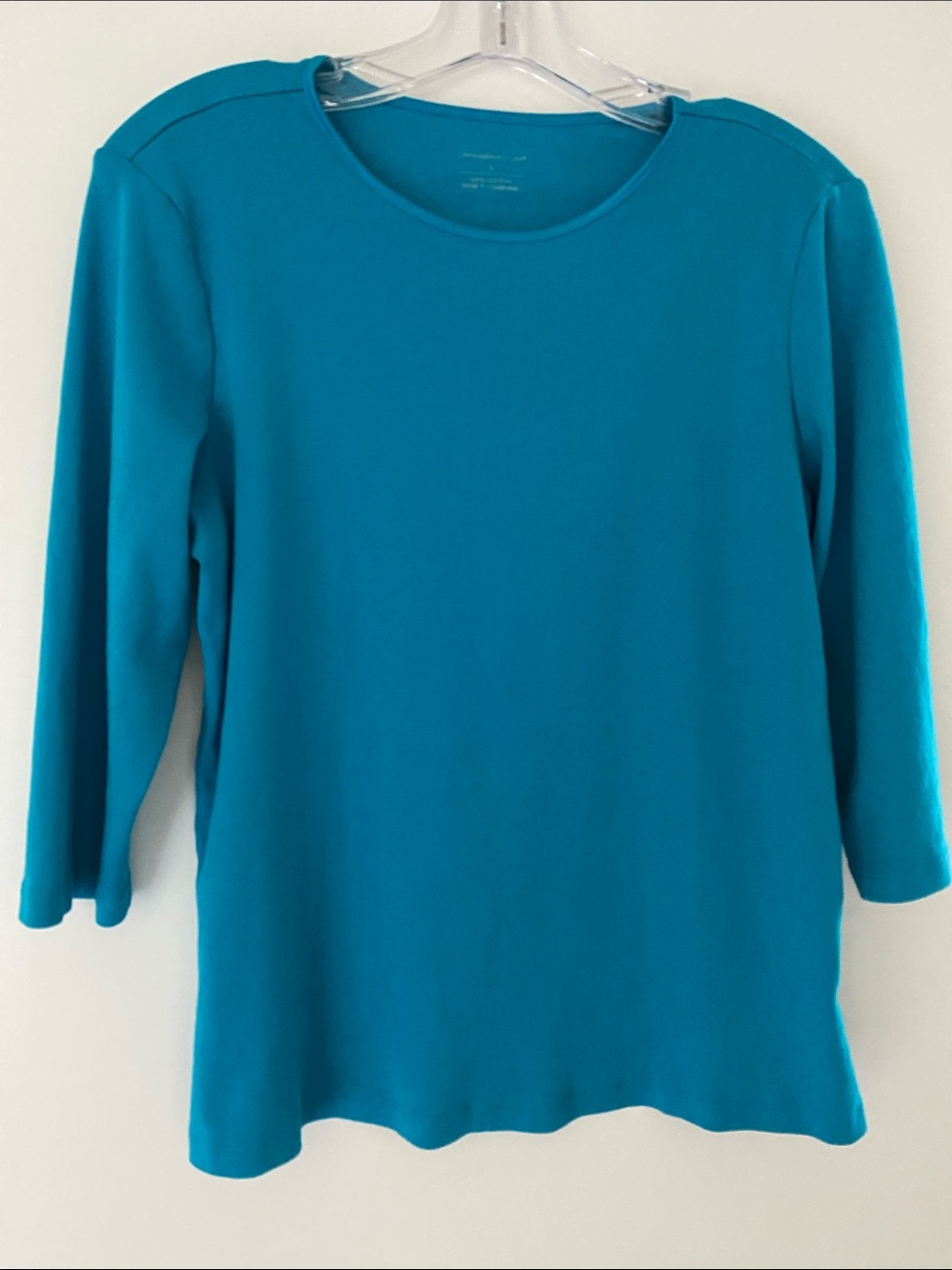 Christopher & Banks Teal Green 3/4 Sleeve Crewneck Cotton T Shirt Top L